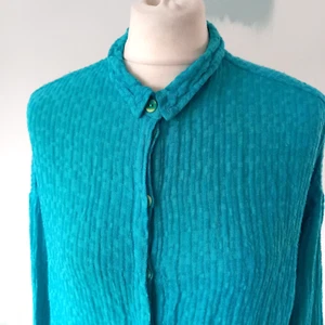 GRIZAS SHIRTKLEID TÜRKIS KRAGEN Mini Oversize Lagenlook GR S - Bild 1 von 14