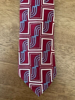 Corbata Henry Grethel Para Hombre Roja Amarilla Gris Abstracta Toda Seda Hecha en EE. UU.  Foto 1 de 4