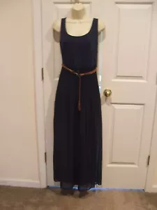 NWT love reign as you wish navy belted pleated Sheer skirt Maxi Dress small - Picture 1 of 2