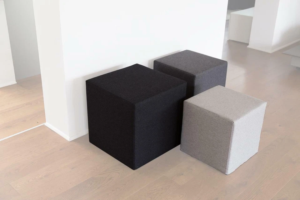 Akustik Sitzhocker Sitzwürfel Hocker Quader Wohnzimmer Büro mit Wollfilz Bezug - Bild 1 von 1