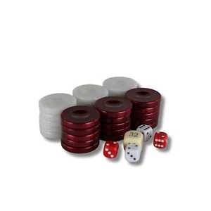 36 mm Acrylic Red Pearl Backgammon Pieces - Picture 1 of 3