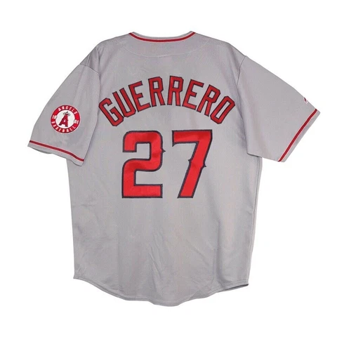 Vladimir Guerrero Majestic Los Angeles Angels Grey Road Jersey w/ Patch Men's Cover