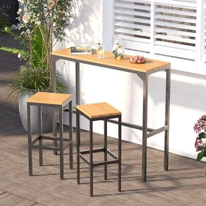 3 Piece Outdoor Patio Bar Table Set Bar Chair Bar Height Barstools Dining Set - Picture 1 of 7