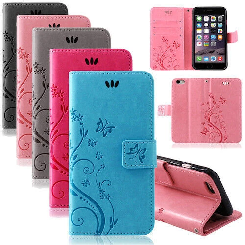 BETTERFON iPhone Handy Tasche Handyhülle Schutz Hülle Blumen Flip Cover Buch Case Etui