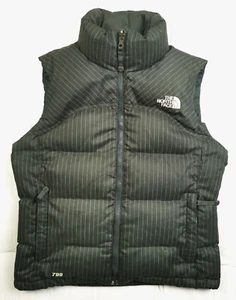 HOT Women THE NORTH FACE NUPTSE 700 DOWN QUILT PUFFER STRIPED GRAY VEST Jacket S - Picture 1 of 17