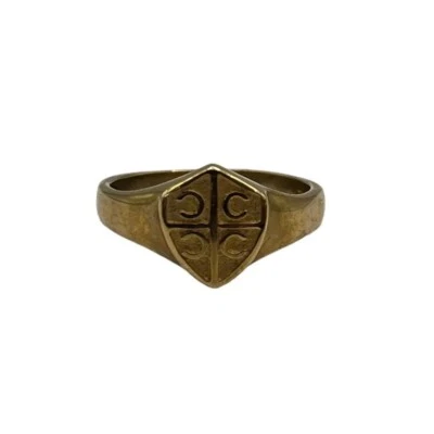 9ct 9k Yellow Gold Serbian Shield Unisex Signet Ring. Size O1/2. Brand New - Image 1 of 4