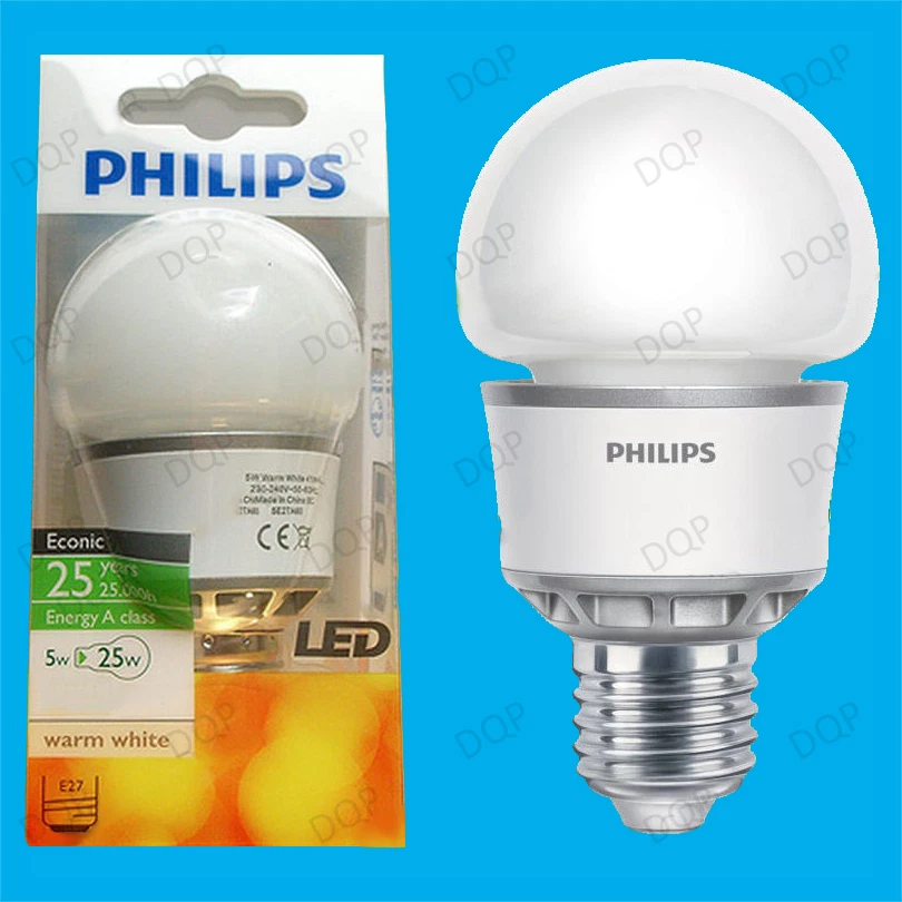 1x 5W Philips LED Ultra Low Energy GLS Globe Light Bulbs, ES, E27 Screw Lamps - Image 1 of 1