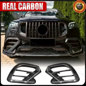 For Benz X167 GLS63 2021-25 REAL CARBON Front Bumper Grill Vent Covers Fins Trim - Picture 1 of 13