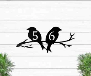 Birds On A Limb House Number Address Metal Sign Metal Art Handmade Any Numbers - Picture 1 of 6