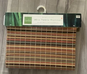 Bamboo Woven Table Runner 90” x 13" Home Decor New Bright Stripe Bed Bath Beyond - Picture 1 of 3
