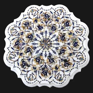 12" Marmor Intarsien Tischplatte Intarsien mit Halbedelstein für Beistelltisch - Bild 1 von 5