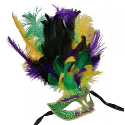 Women's Feathered Mardi Gras Carnival Costume Masquerade Mask - Image 1 of 3