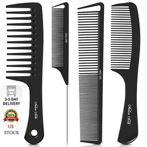 SALONSILK 4PCS Professional Comb Set, Wide Tooth Rat Tail Fine Tooth Hair Combs, - Picture 1 of 9