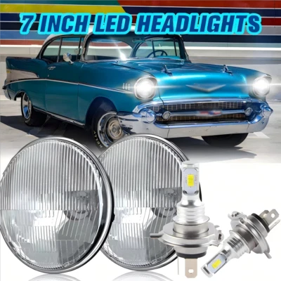 Faros LED redondos de 2x7"" para Chevrolet Bel Air 1953-1957/150/210 Impala Ford Foto 1 de 4