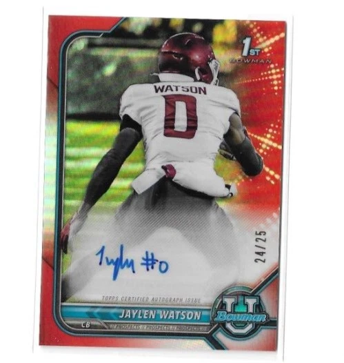 Jaylen Watson 2022 Bowman University Chrome Orange Refractor Auto Autograph /25 - Image 1 of 1