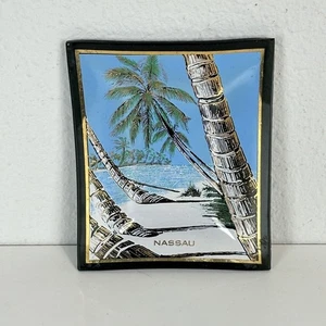 Vintage Houze Art Rauchglas Aschenbecher Schmuckschale Scenic Nassau Bahamas 60er - Bild 1 von 8