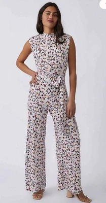 Mono Free People Vibe Check Grande Ditsy Floral Pierna Ancha Espalda Abierta Cuello Alto Foto 1 de 4