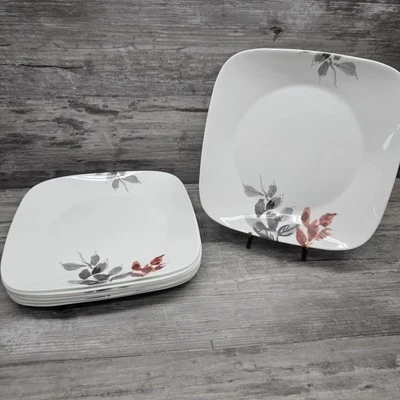 Corelle Kyoto Leaves Red Square Set Of 8 Dinner 10 1/2"  - Image 1 of 4
