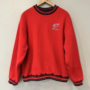 Vintage Detroit Red Wings Sweatshirt Large rot Rundhals wendbar dick NHL 90s - Bild 1 von 12