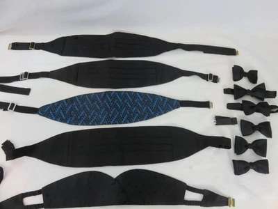 11pc Formalwear Lot Robert Talbott Ormond Andre Ghekiere 5 Cummerbunds 6 Bow Tie - Image 1 of 4