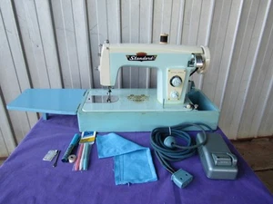 Standard Sewing Machine Baby Blue Japan 1950s Leather Vintage - Foto 1 di 18
