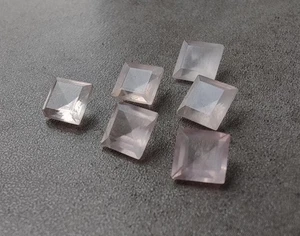 Piedras preciosas calibradas de cuarzo rosa natural corte facetado cuadrado para hacer joyas - Imagen 1 de 10