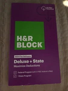 NEW H&R Block Tax Software Deluxe + State 2024 PC/Mac Key Card DL - Picture 1 of 4