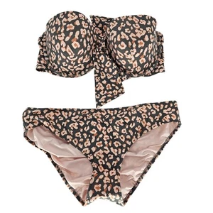Womens Sz XL Bikini Swimsuit Set Steapless Leopard Cheetah Print - Picture 1 of 3