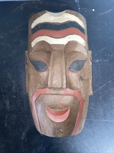 Vintage Native American Style Wooden Wall Hanging Mask - Picture 1 of 10