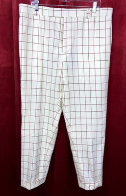 BB5 L Negro Vellón EE. UU. Ventana Hombres Pantalones de Vestir Puños Botón Mosca Brooks Bros Foto 1 de 4