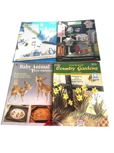 4 Vintage Tole Painting Books Birdhouses Baby Animals Garden Patterns Instruct - Picture 1 of 14