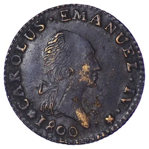Italie 7,6 Soldi 1800 Charles Emmanuel IV (Duché de Savoie) pièce monnaie billon - Imagen 1 de 2
