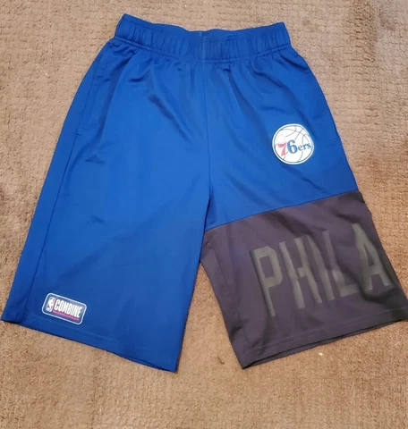 Under Armour PHILADELPHIA 76ERS SIXERS Blue NBA Combine SHORTS - Small Cover