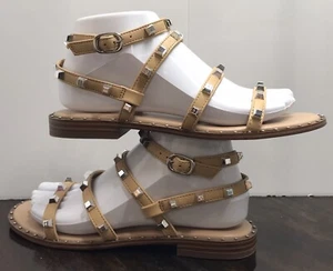A New Day Women's Astrid Silver Studded Gladiator Ankle Wrap Sandals Tan Sz 6.5 - Picture 1 of 10