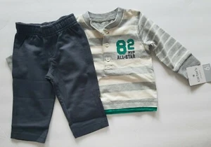 Carters Set Pants Henley Shirt Long Sleeve Infant Boys Sz. 6 Months NEW 2 pc NWT - Picture 1 of 4