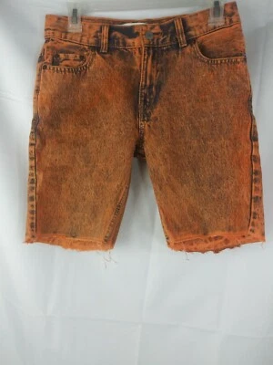 Y2K Boys Youth Levi's 511 Slim Shorts Acid Wash Orange Denim Cut Off Size 14 Reg - Image 1 of 4