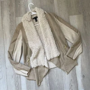 Inc International Concepts Y2K Vintage Jacket faux suede fur womens Tan (medium) - Picture 1 of 4