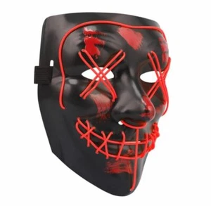 HDE LED Red Strobe Light Up Costume Mask Halloween Masks for Cosplay Costumes - Picture 1 of 3