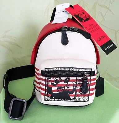 MOCHILA BANDOLERA COACH DISNEY MICKEY HARING PEQUEÑA OESTE: NUEVA CON ETIQUETAS MICKEY MOUSE C6910 Foto 1 de 4