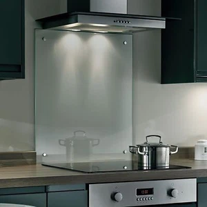 Clear Glass Kitchen Splashback Heat Resistant with Pre Drilled Holes & Fixings - Picture 1 of 7