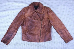 Donna Karan Lederjacke Krokodilduster spanisches Lammleder, Distressed Style - Bild 1 von 8