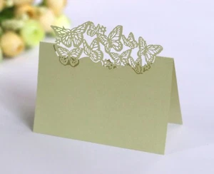 100x NEW Butterfly Laser Cut Pearlescent Wedding Party Table Name Place Cards - Picture 1 of 23