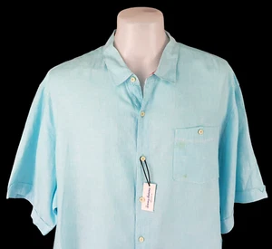 TOMMY BAHAMA Mens 100% LINEN Blue S/S EVENING SHIRT - 3XL (4XL) - 62" - £109 - Picture 1 of 15