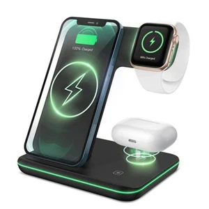 3in1 Wireless Charger Dock Charging Stand For Apple Watch iPhone 14 13 12 16 Pro - Picture 1 of 30