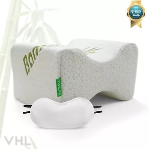 Bamboo Memory Foam Leg Pillow & Eye Mask Orthopedic Pain Relief Hip Knee Cushion - Picture 1 of 9