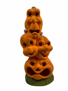 VINTAGE LIGHTED FOAM MOLDS TOTEM STACKING CASPER GHOST JACK O LANTERNS 1995 18"  - Bild 1 von 9