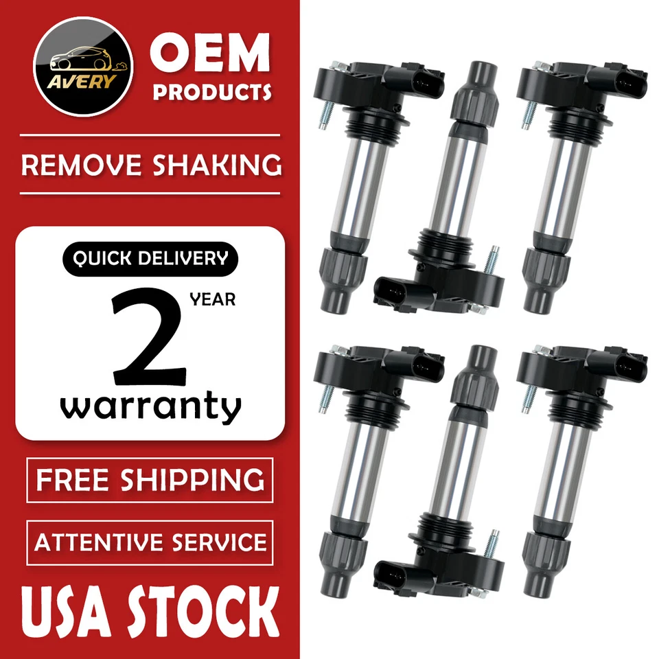 Paquete de 6 bobinas de encendido para Chevy Traverse Cadillac ATS CTS GMC Acadia UF569 Foto 1 de 4