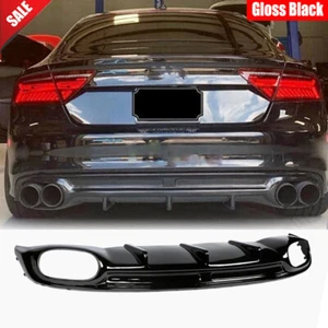 Gloss Black Rear Bumper Lip Diffuser for Audi A7 Sline S7 Pre-facelift 2012-2015 - Picture 1 of 14
