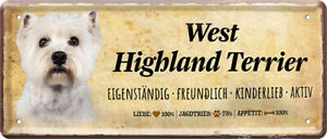 West Highland Terrier Hund Blechschild Schild gewölbt 12 x 28 cm JKM D0422
