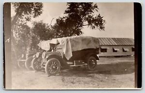Vintage Cars~Tarp Covers~Open Air Automobile~Suitcase Running Board~c1910 RPPC